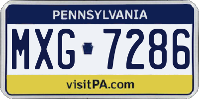 PA license plate MXG7286