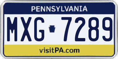 PA license plate MXG7289