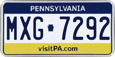 PA license plate MXG7292