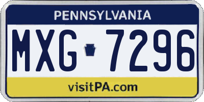 PA license plate MXG7296
