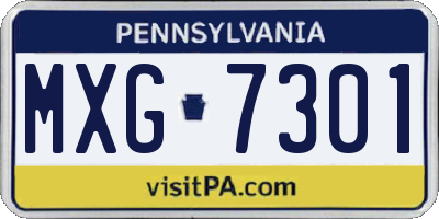 PA license plate MXG7301