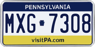 PA license plate MXG7308