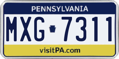PA license plate MXG7311