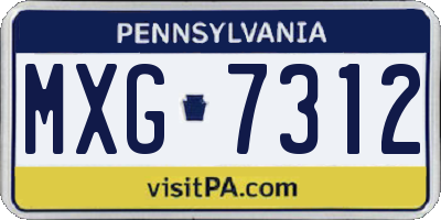 PA license plate MXG7312