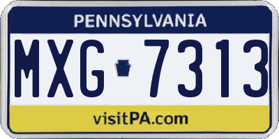 PA license plate MXG7313