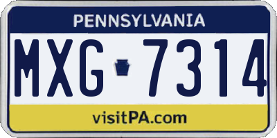 PA license plate MXG7314