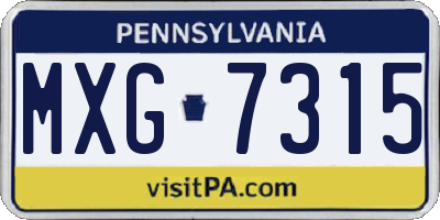 PA license plate MXG7315
