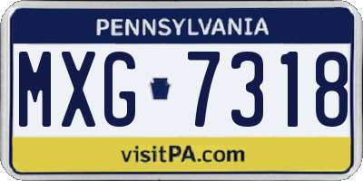 PA license plate MXG7318