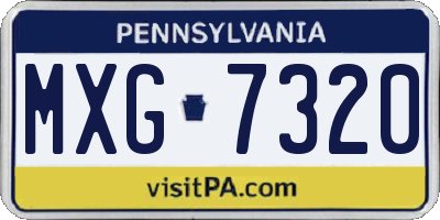 PA license plate MXG7320