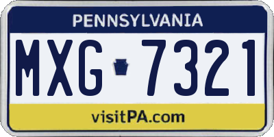 PA license plate MXG7321