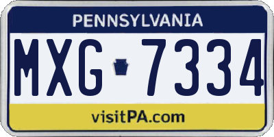 PA license plate MXG7334