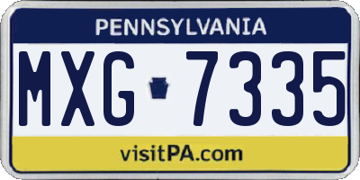 PA license plate MXG7335