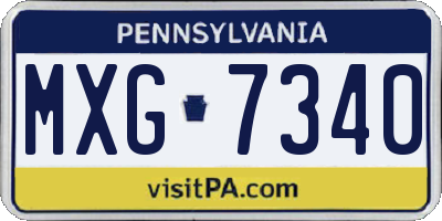 PA license plate MXG7340