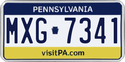 PA license plate MXG7341