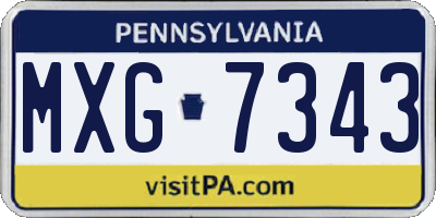 PA license plate MXG7343