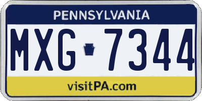 PA license plate MXG7344
