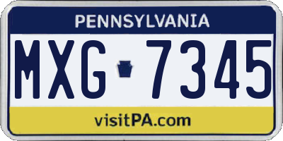 PA license plate MXG7345