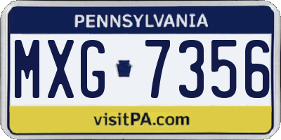PA license plate MXG7356