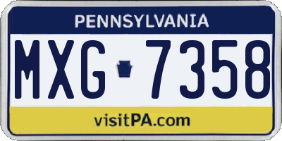 PA license plate MXG7358