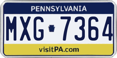 PA license plate MXG7364