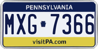 PA license plate MXG7366
