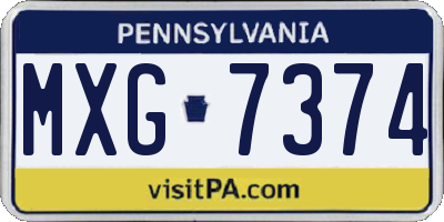 PA license plate MXG7374
