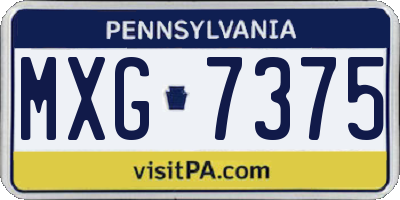 PA license plate MXG7375