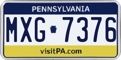 PA license plate MXG7376