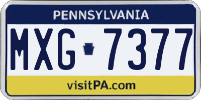 PA license plate MXG7377