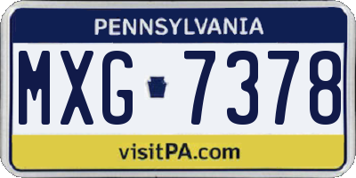 PA license plate MXG7378