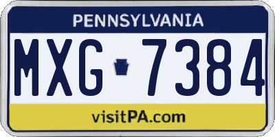 PA license plate MXG7384