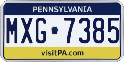 PA license plate MXG7385