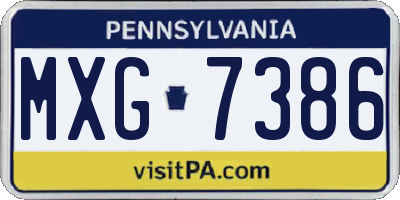 PA license plate MXG7386