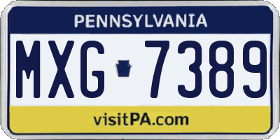 PA license plate MXG7389