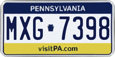 PA license plate MXG7398