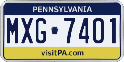 PA license plate MXG7401