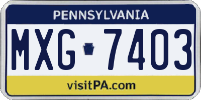 PA license plate MXG7403