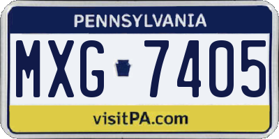 PA license plate MXG7405