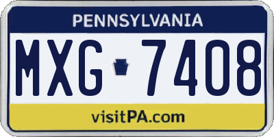 PA license plate MXG7408