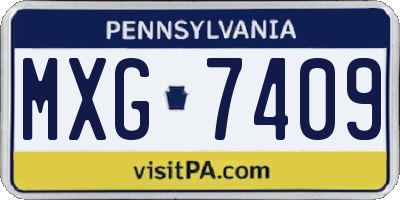 PA license plate MXG7409