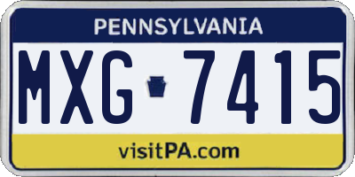PA license plate MXG7415