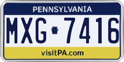 PA license plate MXG7416