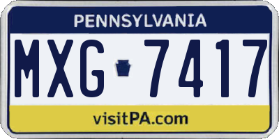 PA license plate MXG7417