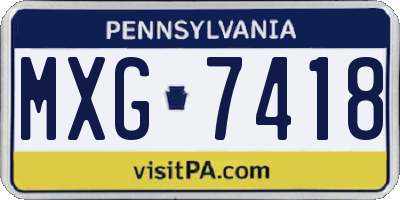 PA license plate MXG7418