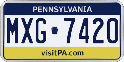 PA license plate MXG7420