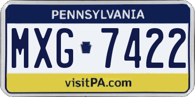 PA license plate MXG7422