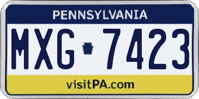 PA license plate MXG7423