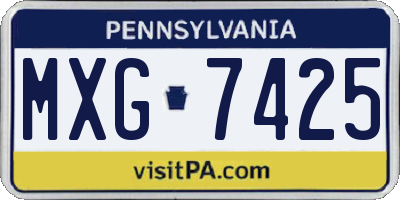 PA license plate MXG7425