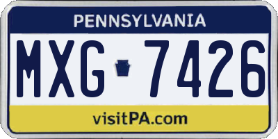 PA license plate MXG7426