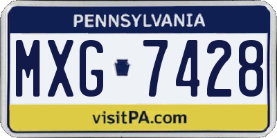PA license plate MXG7428